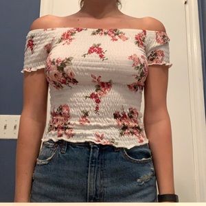 Cute almost famous ribbed off the shoulder shirt